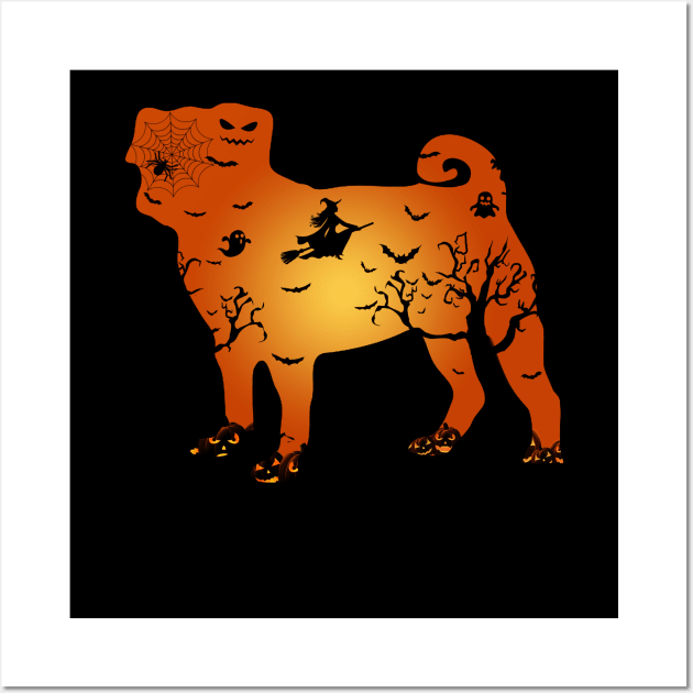 Pug Halloween Mens Womens Wall Art by Elliottda